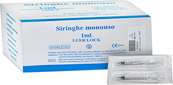 gammadis siringa infusione e irrigazione monouso capacita' 1ml gauge 25 luer lock 100 pezzi