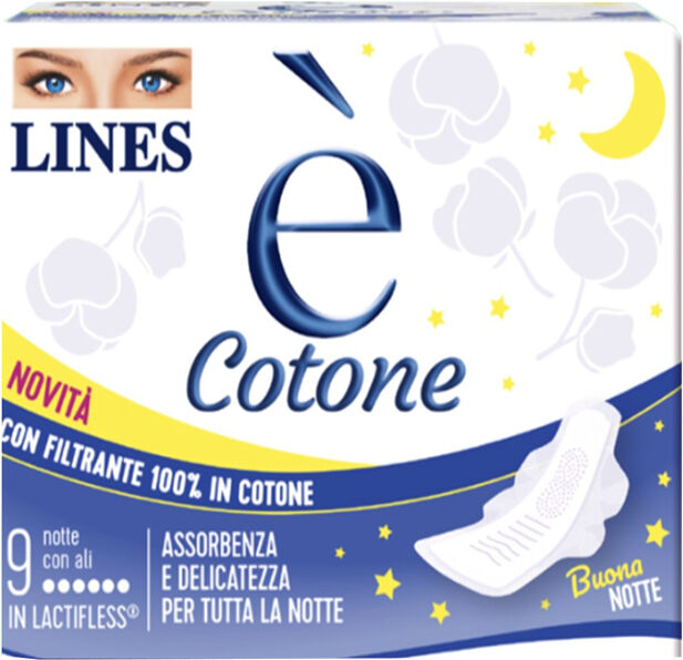 fater spa lines e' cotone ali assorbente esterno notte 9 pezzi