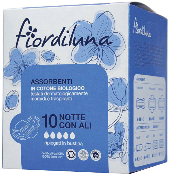 BIOTOBIO Fiordiluna assorbenti notte con ali in puro cotone biologico