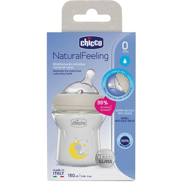 chicco biberon nat feel vetro 0m+ 150 ml