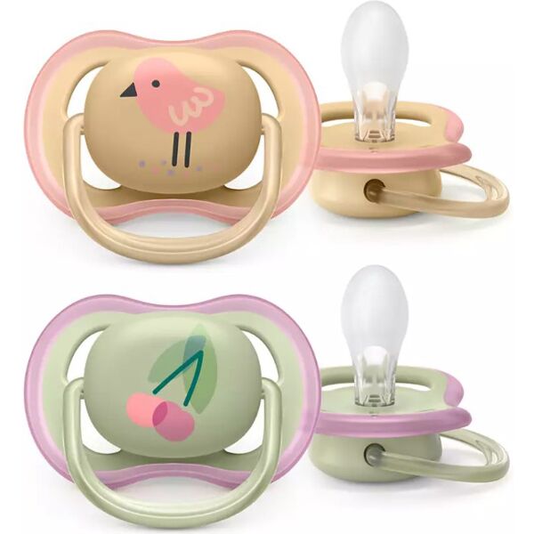 philips spa avent succhietto ultra air 0-6m femmina ciliegia/uccellino 2 pezzi