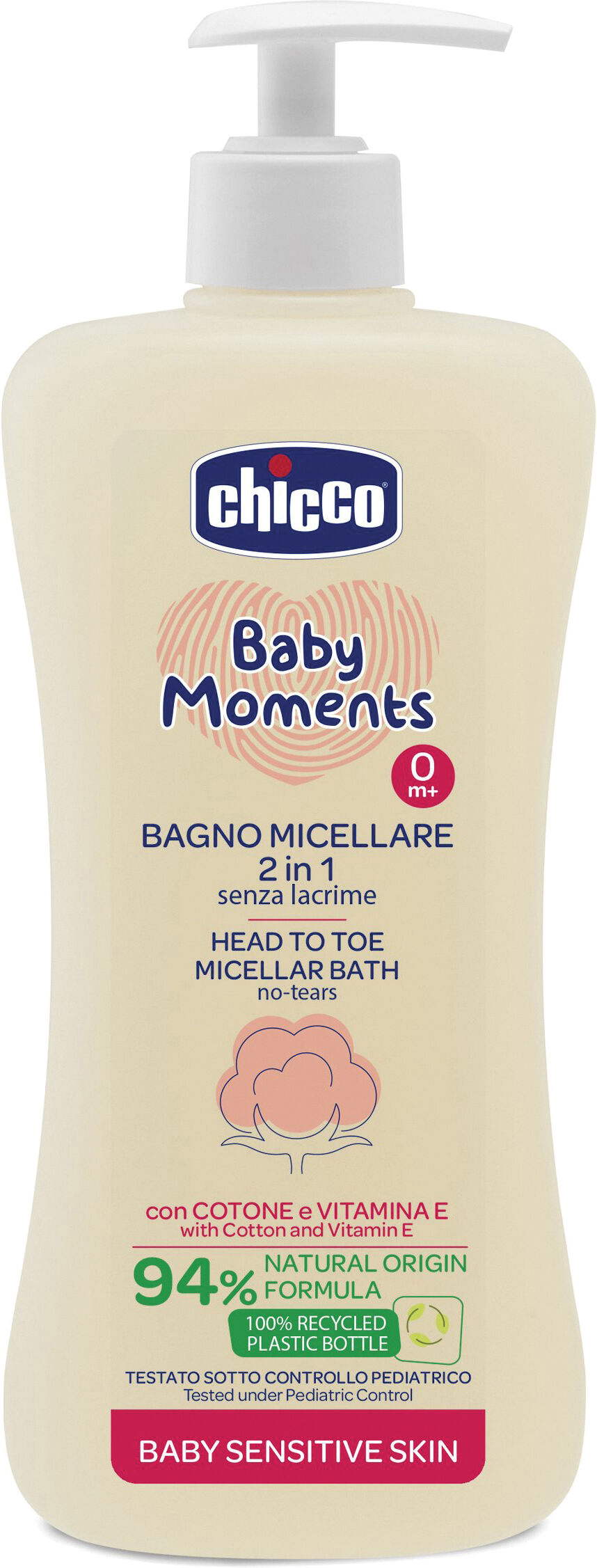 chicco baby moments bagno corpo capelli micellare 500 ml