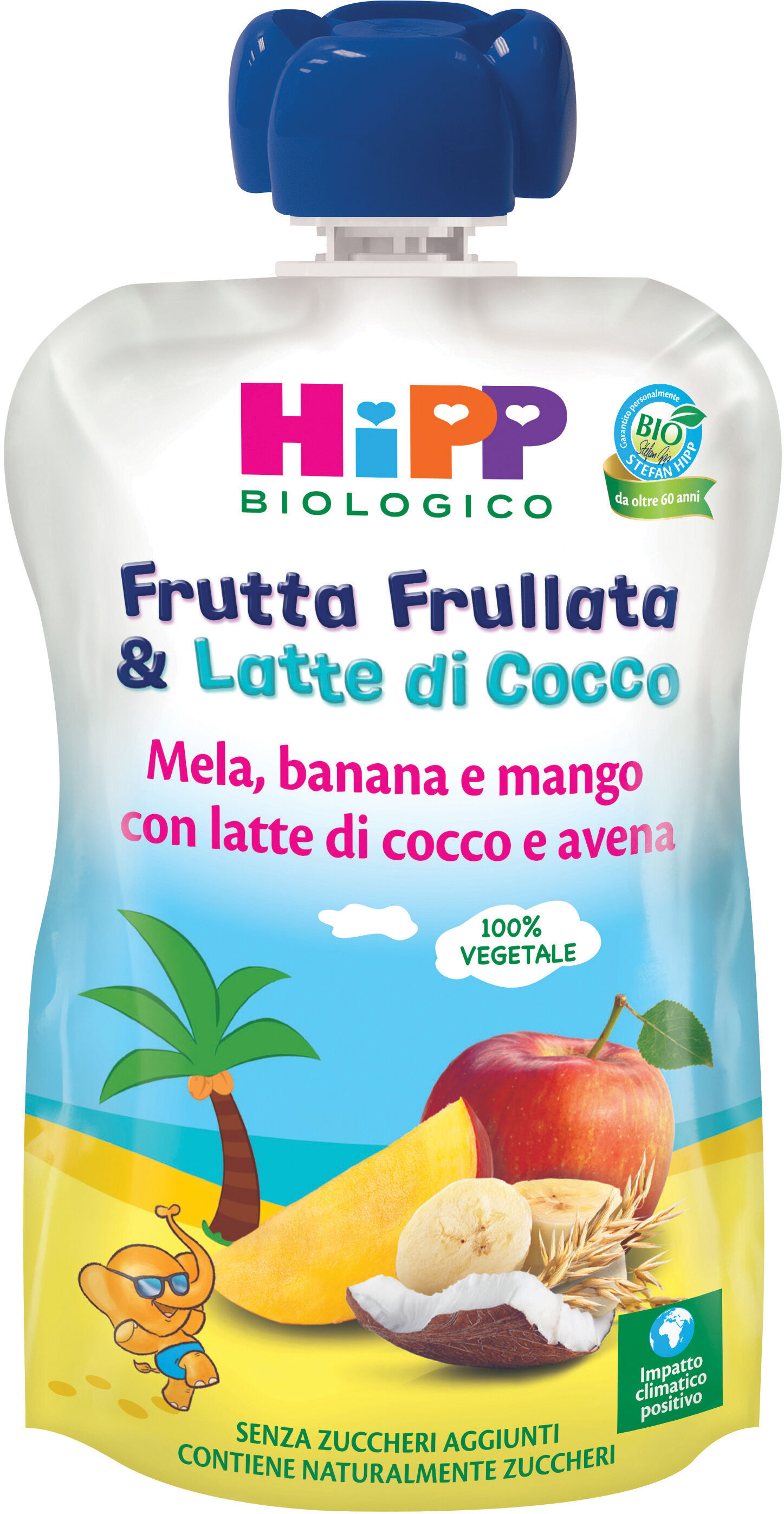 hipp bio frutta frullata&latte di cocco mela banana con latte di cocco e avena 90 g