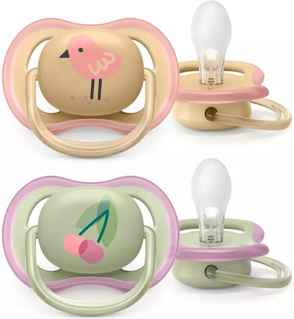 philips spa avent succhietto ultra air 0-6m femmina ciliegia/uccellino 2 pezzi