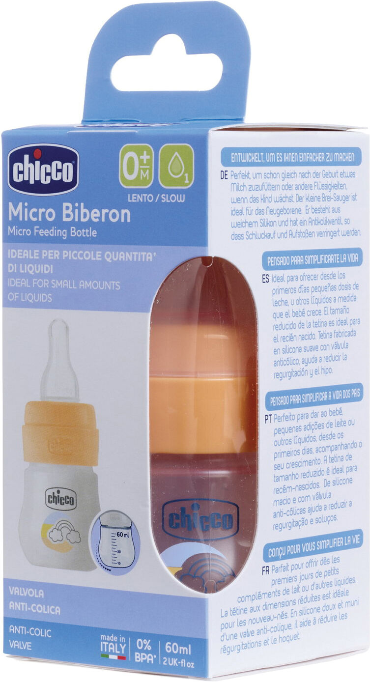 chicco micro biberon 60 ml silicone 0m+ uni