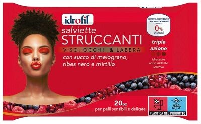 idrofil srl idrofil salviettine struccanti succo di melograno ribes nero e mirtillo 20 pezzi