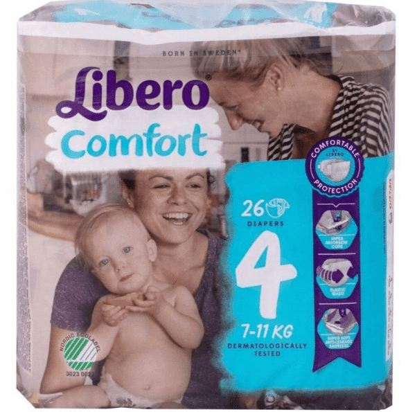 LIBERO Comfort Taglia 4 Pannolini 7-11 Kg 26 Pezzi