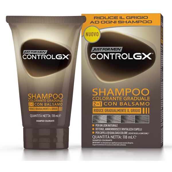 just for men control gx 2 in 1 shampoo con balsamo colorante 118 ml