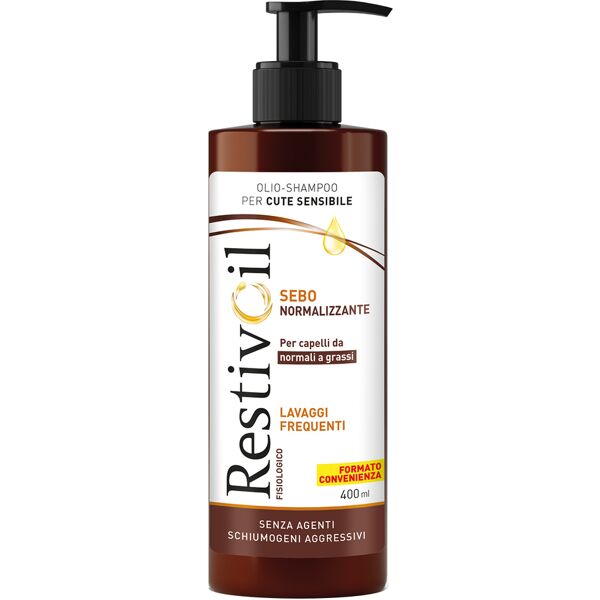 restiv-oil fisio restivoil fisiologico sebonormalizzante olio shampoo antiforfora capelli grassi 400 ml