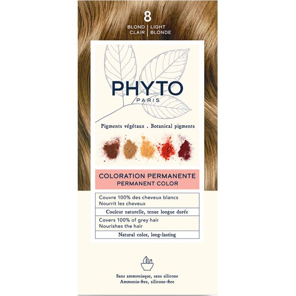 phyto color kit 8 biondo chiaro 1 latte 50 ml + 1 crema 50 ml + 1 maschera 12 ml