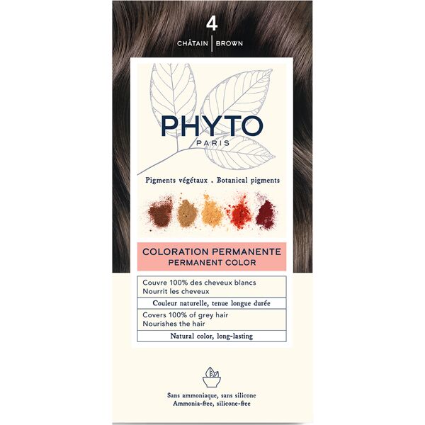 phyto color kit 4 castano 1 latte 50 ml + 1 crema 50 ml + 1 maschera 12 ml