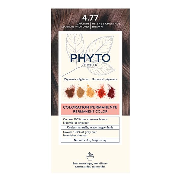 phyto color kit 4,77 castano marrone intenso 1 latte 50 ml + 1 crema 50 ml + 1 maschera 12 ml