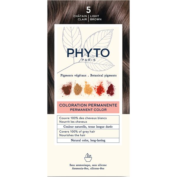 phyto color kit 5 castano chiaro 1 latte 50 ml + 1 crema 50 ml + 1 maschera 12 ml