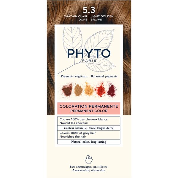 phyto color kit 5,3 castano chiato dorato 1 latte 50 ml + 1 crema 50 ml + 1 maschera 12 ml