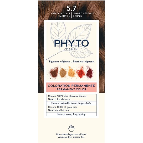 phyto color kit 5,7 castano chiaro tabacco 1 latte 50 ml + 1 crema 50 ml + 1 maschera 12 ml