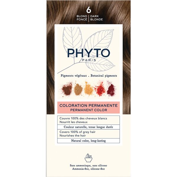 phyto color kit 6 biondo scuro 1 latte 50 ml + 1 crema 50 ml + 1 maschera 12 ml