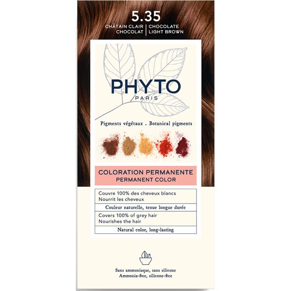 phyto color kit 5,35 castano chiaro cioccolato 1 latte 50 ml + 1 crema 50 ml + 1 maschera 12 ml