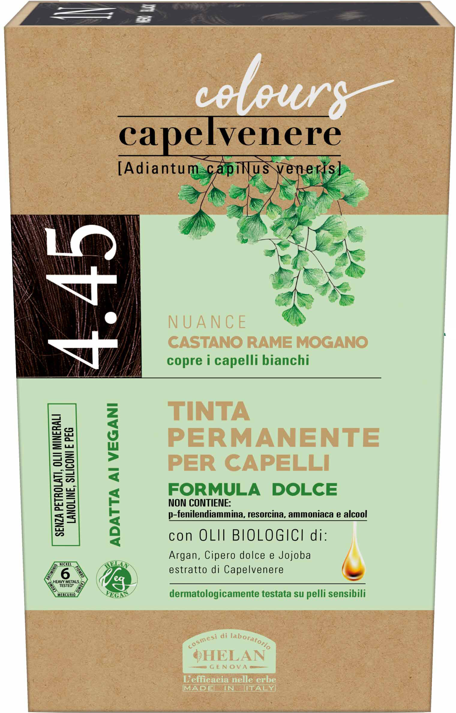 helan capelvenere colours tinta capelli 4,45n castano rame mogano