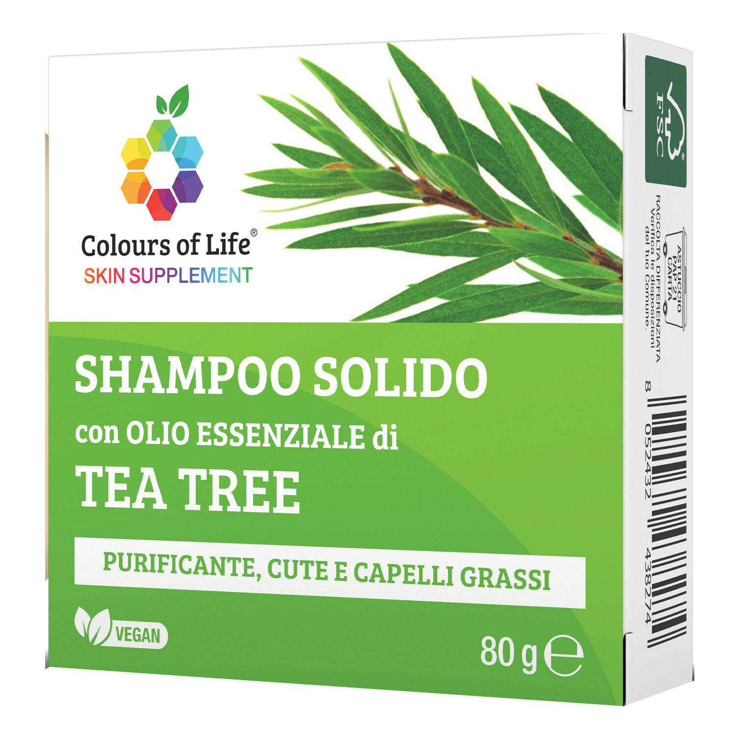 optima tea tree shampoo solido 80 g colours of life