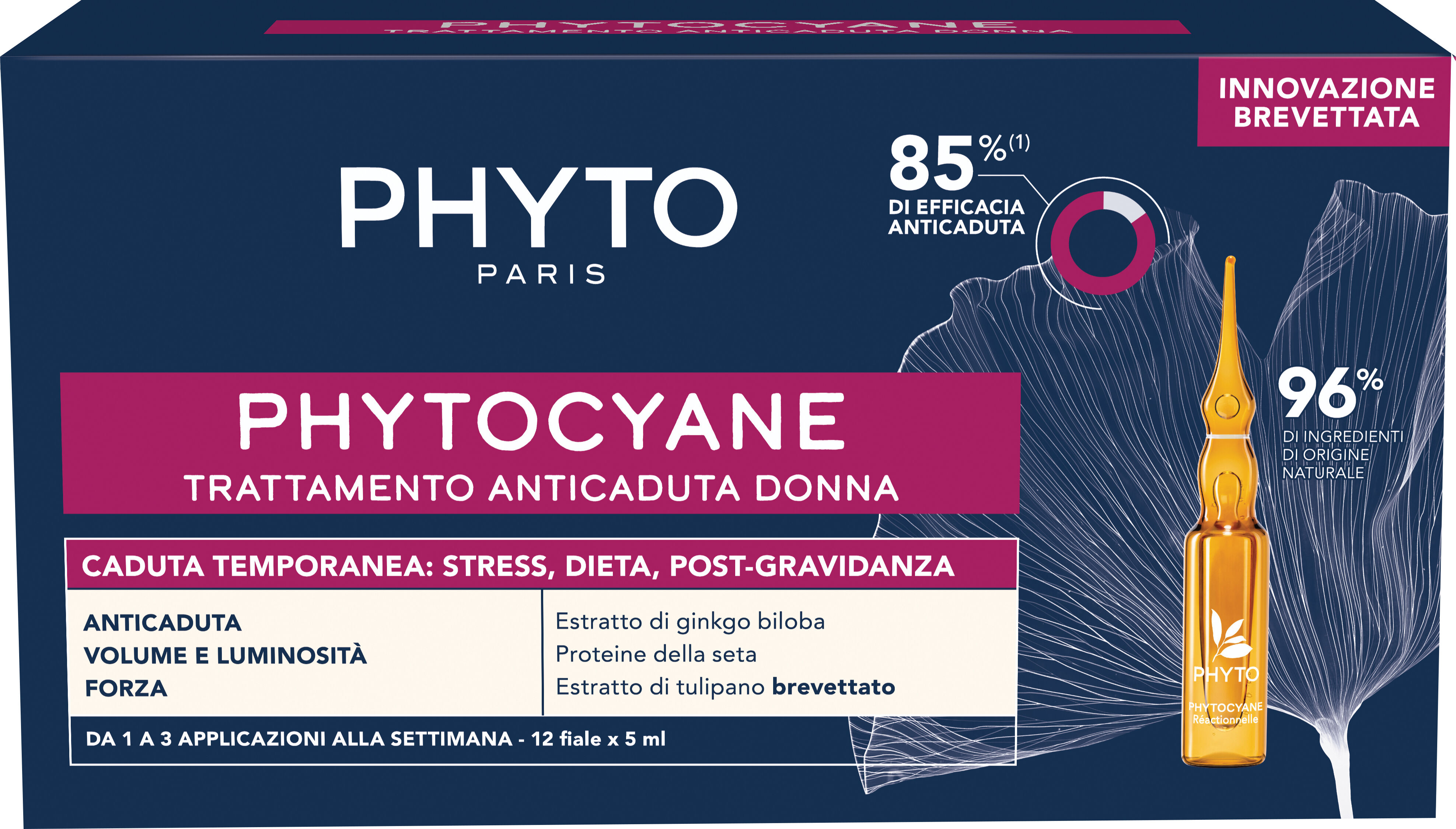 PHYTO cyane fiale donna cadura temporanea 12 fiale da 5 ml