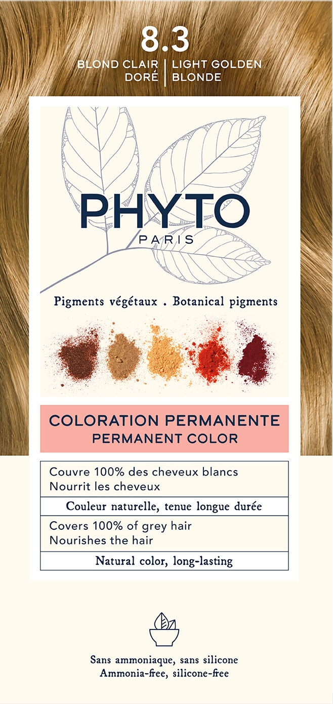 PHYTO Color kit 8,3 biondo chiaro dorato 1 latte 50 ml + 1 crema 50 ml + 1 maschera 12 ml