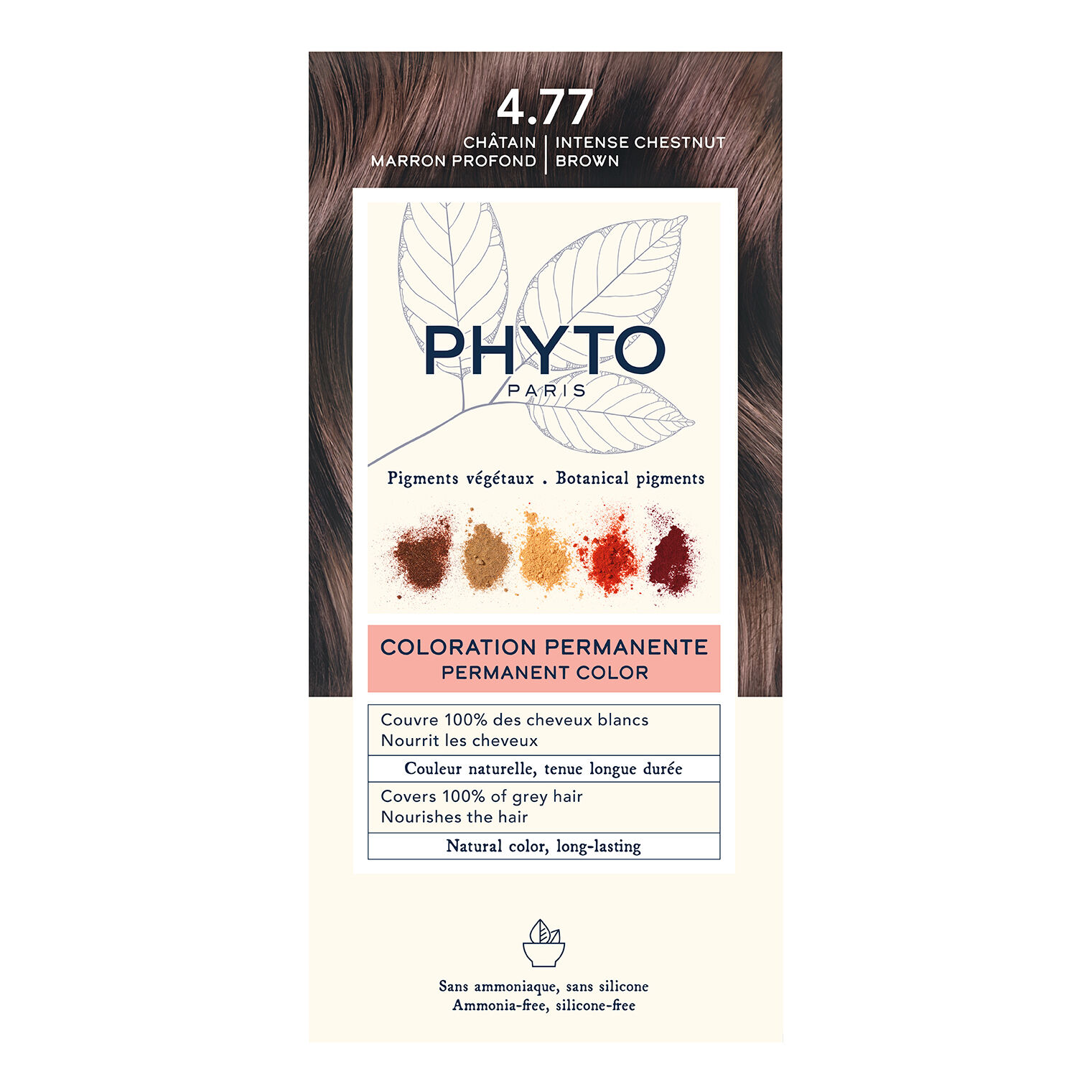 PHYTO Color kit 4,77 castano marrone intenso 1 latte 50 ml + 1 crema 50 ml + 1 maschera 12 ml