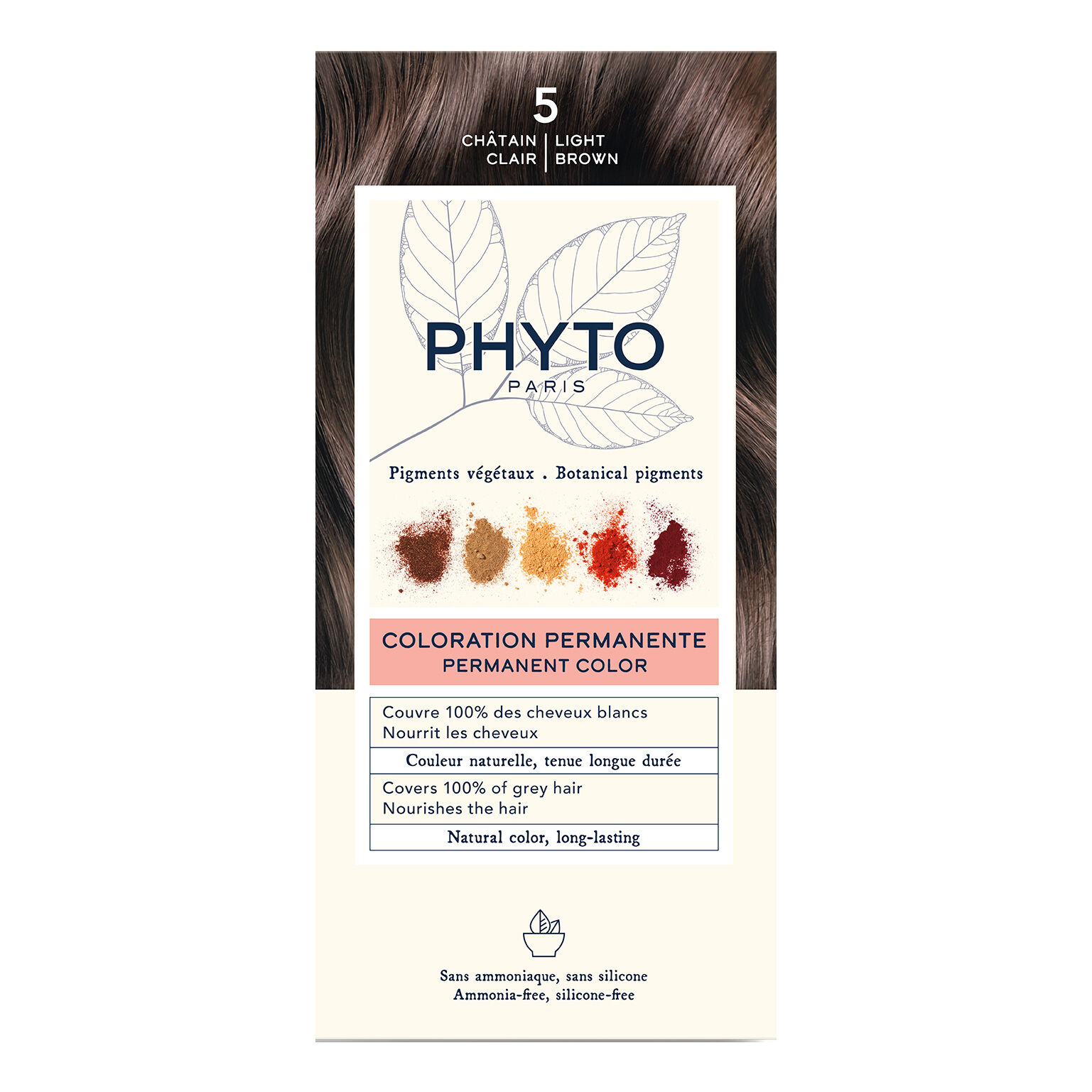 PHYTO Color kit 5 castano chiaro 1 latte 50 ml + 1 crema 50 ml + 1 maschera 12 ml