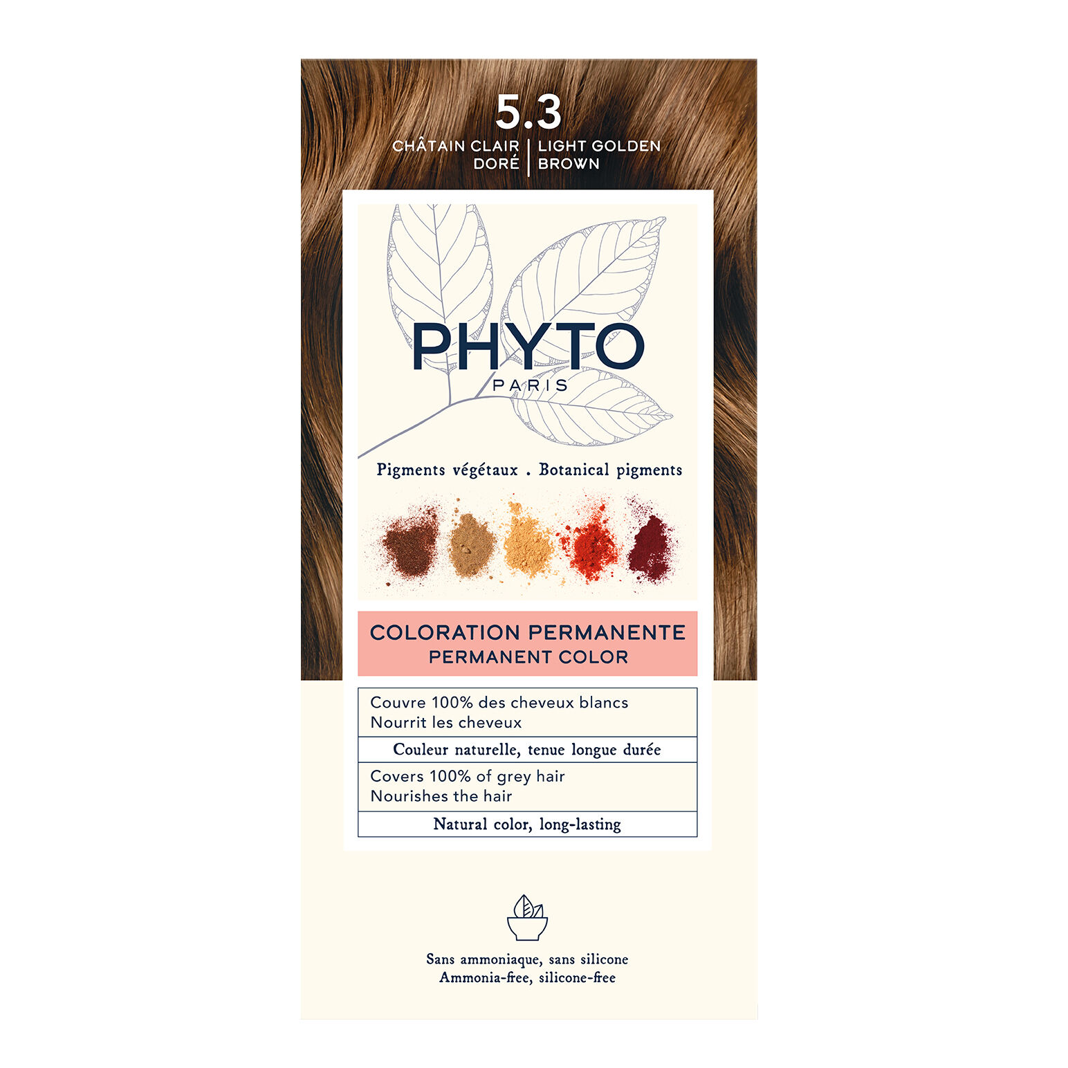 PHYTO Color kit 5,3 castano chiato dorato 1 latte 50 ml + 1 crema 50 ml + 1 maschera 12 ml