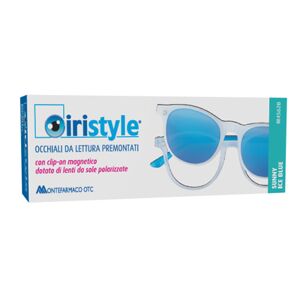 iristyle Occhiale da lettura premontato sunny ice blu +2,50 con clip on magnetico dotato di lenti da sole polarizzate 1 paio