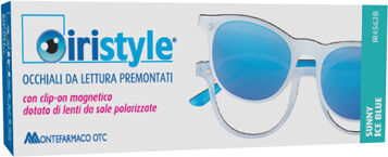 iristyle occhiale da lettura premontato sunny ice blu +1,50 con clip on magnetico dotato di lenti da sole polarizzate 1 paio