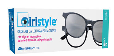 iristyle occhiale da lettura premontato sunny ice +2,50 con clip on magnetico dotato di lenti da sole polarizzate 1 paio