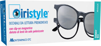 iristyle occhiale da lettura premontato sunny ice +3,50 con clip on magnetico dotato di lenti da sole polarizzate 1 paio