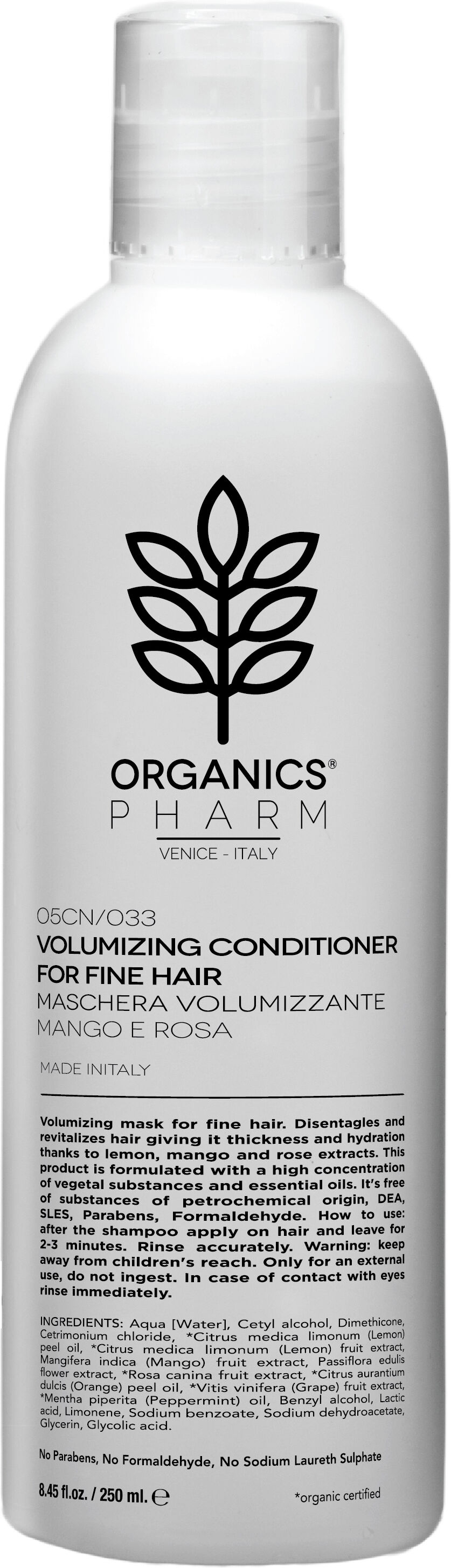 sma srl organics pharm volumizing conditioner for fine hair mango and rose