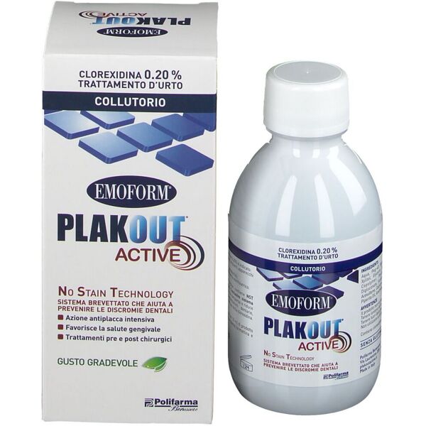 polifarma benessere srl emoform plak out active 0,20% collutorio con clorexidina 200 ml