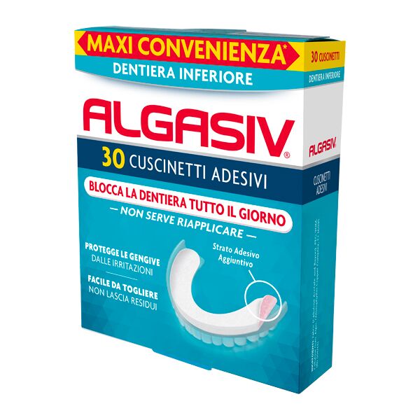 algasiv cuscinetti adesivi inferiore per dentiera 30 pezzi