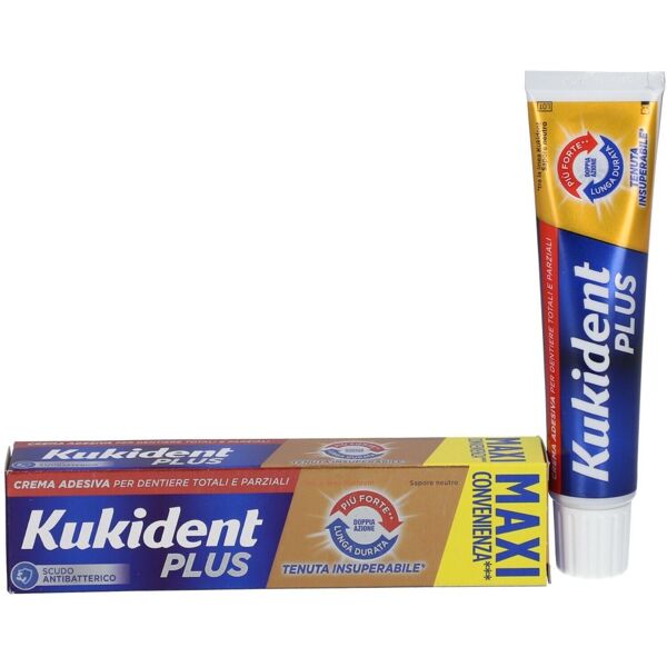 kukident doppia azione kukident plus doppia azione crema adesiva per dentiere totali e parziali 65 g