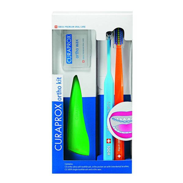 curaprox ortho kit 1 set composto da cs 5460 ortho+cs 1009 single+cps ortho pocket set+ortho wax