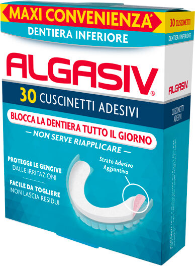 algasiv cuscinetti adesivi inferiore per dentiera 30 pezzi