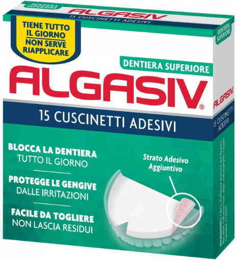 algasiv cuscinetti adesivi superiori per dentiera 15 pezzi