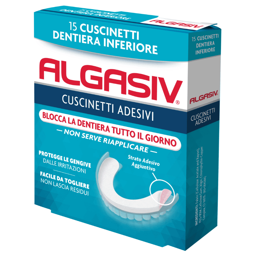 algasiv cuscinetti adesivi inferiore per dentiera 15 pezzi