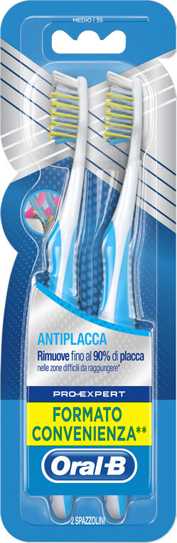 procter & gamble srl oral-b spazzolino manuale pro expert cross action anti-placca medio 2 pezzi