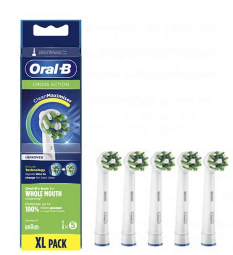 oral-b crossaction testine di ricambio formato xl da 5 testine