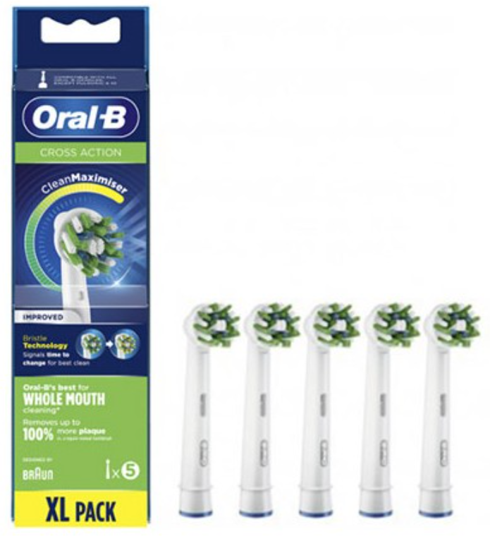 ORAL-B crossaction testine di ricambio formato xl da 5 testine