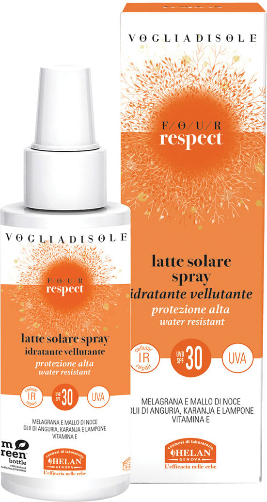 helan vogliadisole four respect latte solare spray spf30 viso e corpo 100 ml