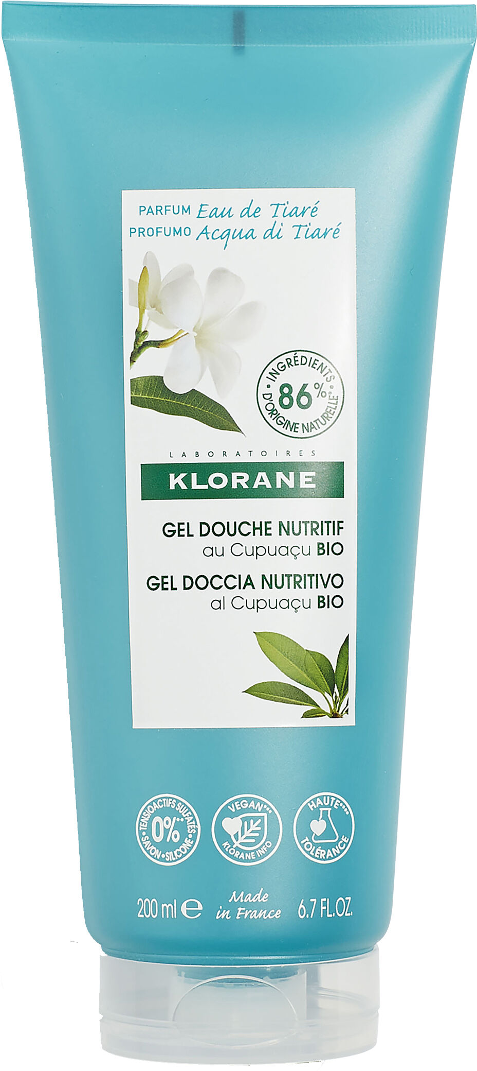 Klorane gel doccia eau de tiare 200 ml