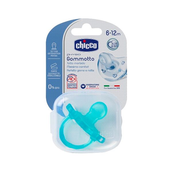 chicco physio soft gommotto ciuccio blu silicone 6-12 mesi 1 pezzo