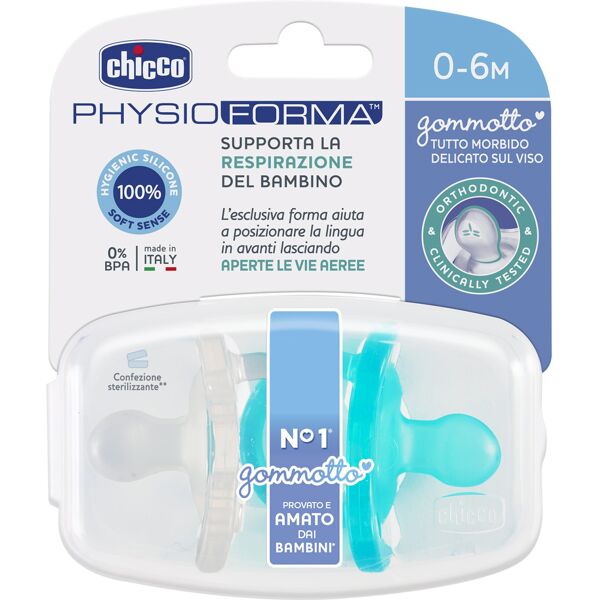 chicco physio gommotto silicone bimbo 6-16 mesi 2 pezzi