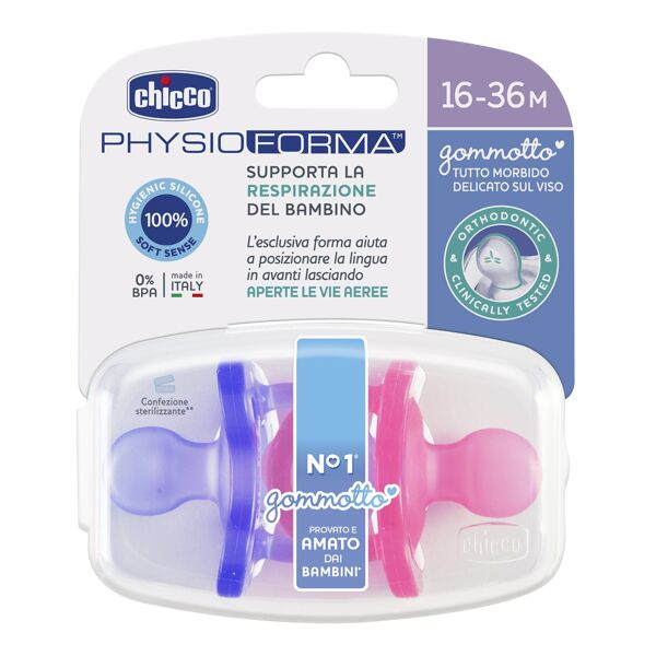 chicco physioforma gommotto silicone bimba 16-36 mesi 2 pezzi