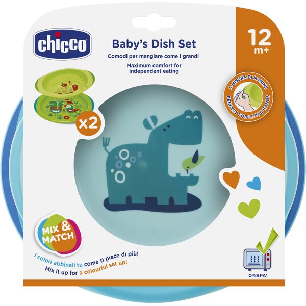 chicco ch set piatti azz/verde 12m+