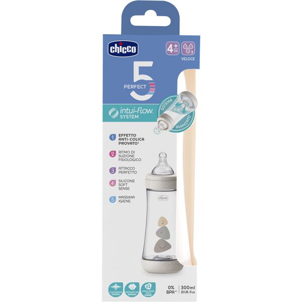 chicco biberon perfect 5 3 fori flusso veloce silicone unisex 300ml